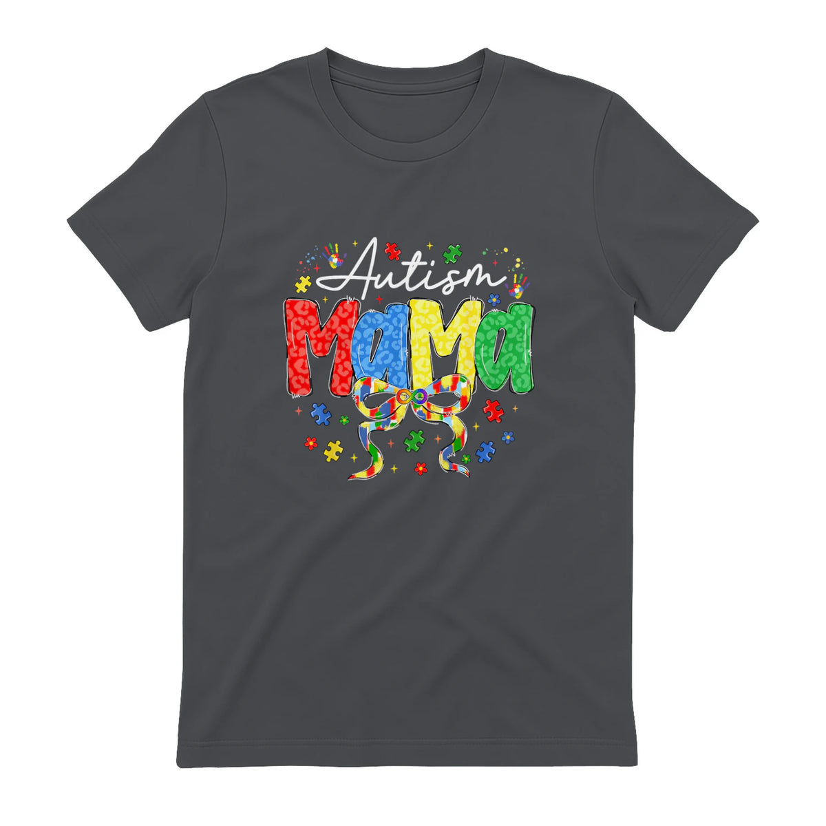 Proud Autism Mama Mom Awareness Gifts for Moms in Charcoal - back view