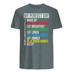 My Perfect Day Video Games Funny Cool Gamer in Dark Heather - back view