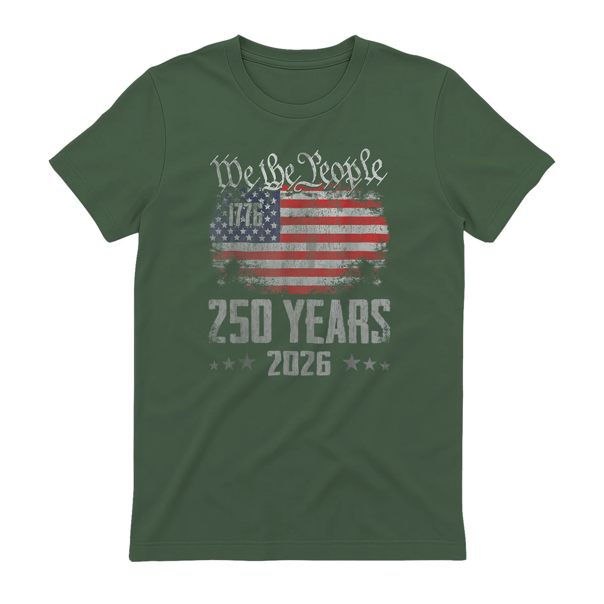 Vintage Anniversary Fourth of July Birthday T-Shirt in Military Green - back view
