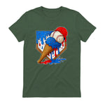 Distressed Baseball Boys Ice Cream Drip Baseball Boys Youth T-Shirt in Military Green - back view