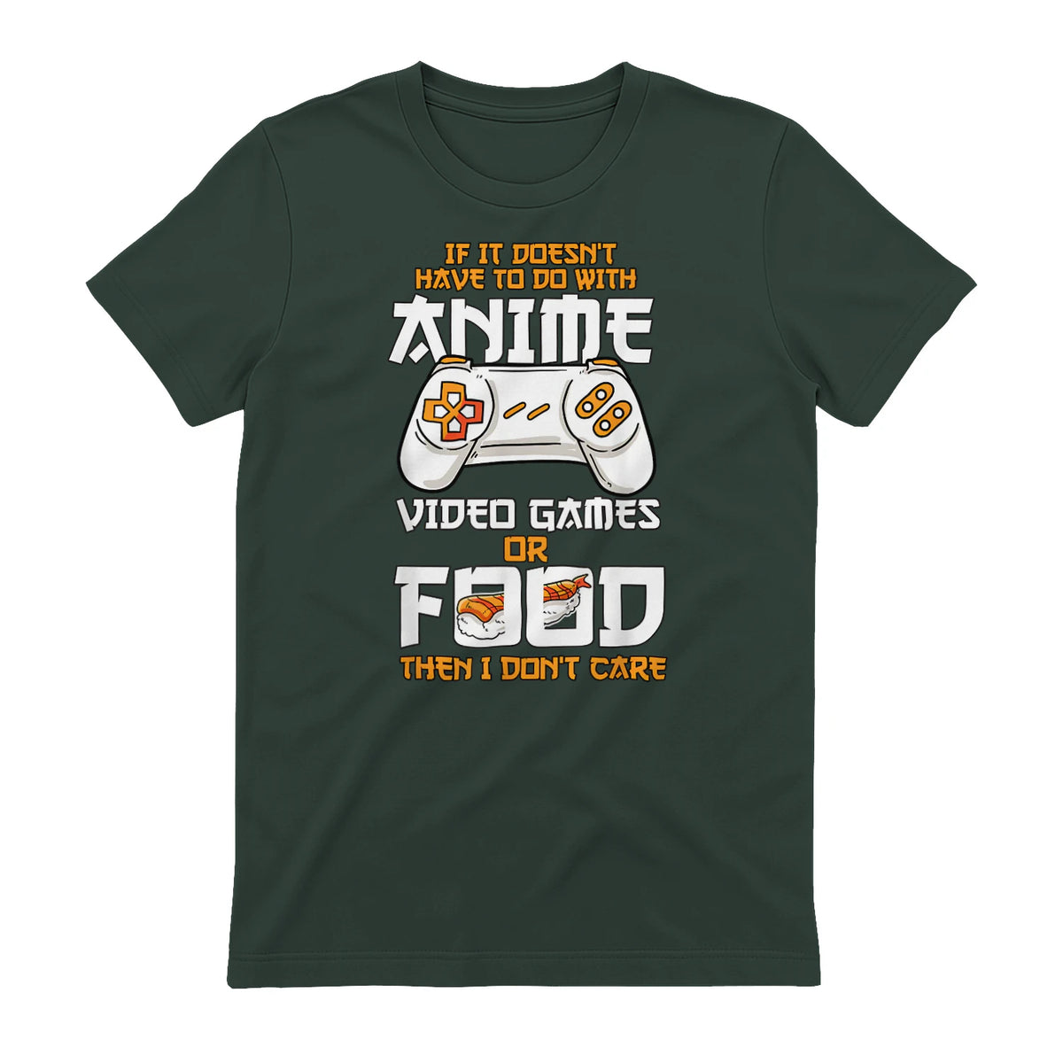 Cute Manga & Anime Merch for Anime Girls & Boys Unisex Anime Video Games Food Sushi Gaming Merch Otaku Gift Anime in Forest Green - back view