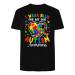 I Wear Blue for My Son Autism Awareness for Women Autism Mom in Black - back view