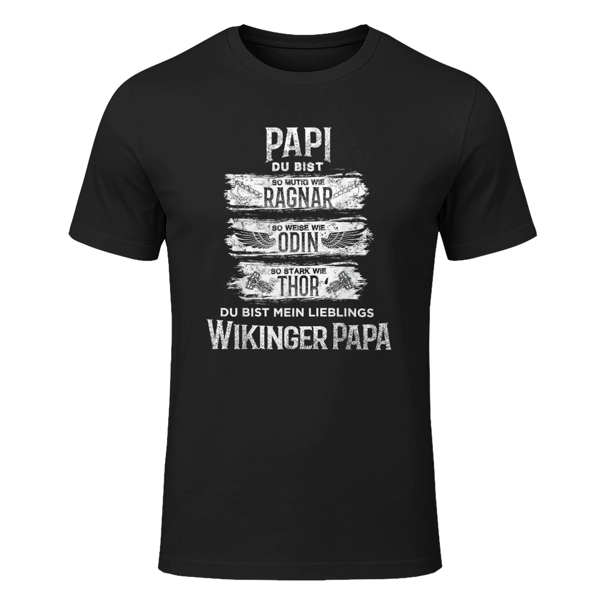 Wikinger Papa Vater Ragnar Thor Odin in Black - front view