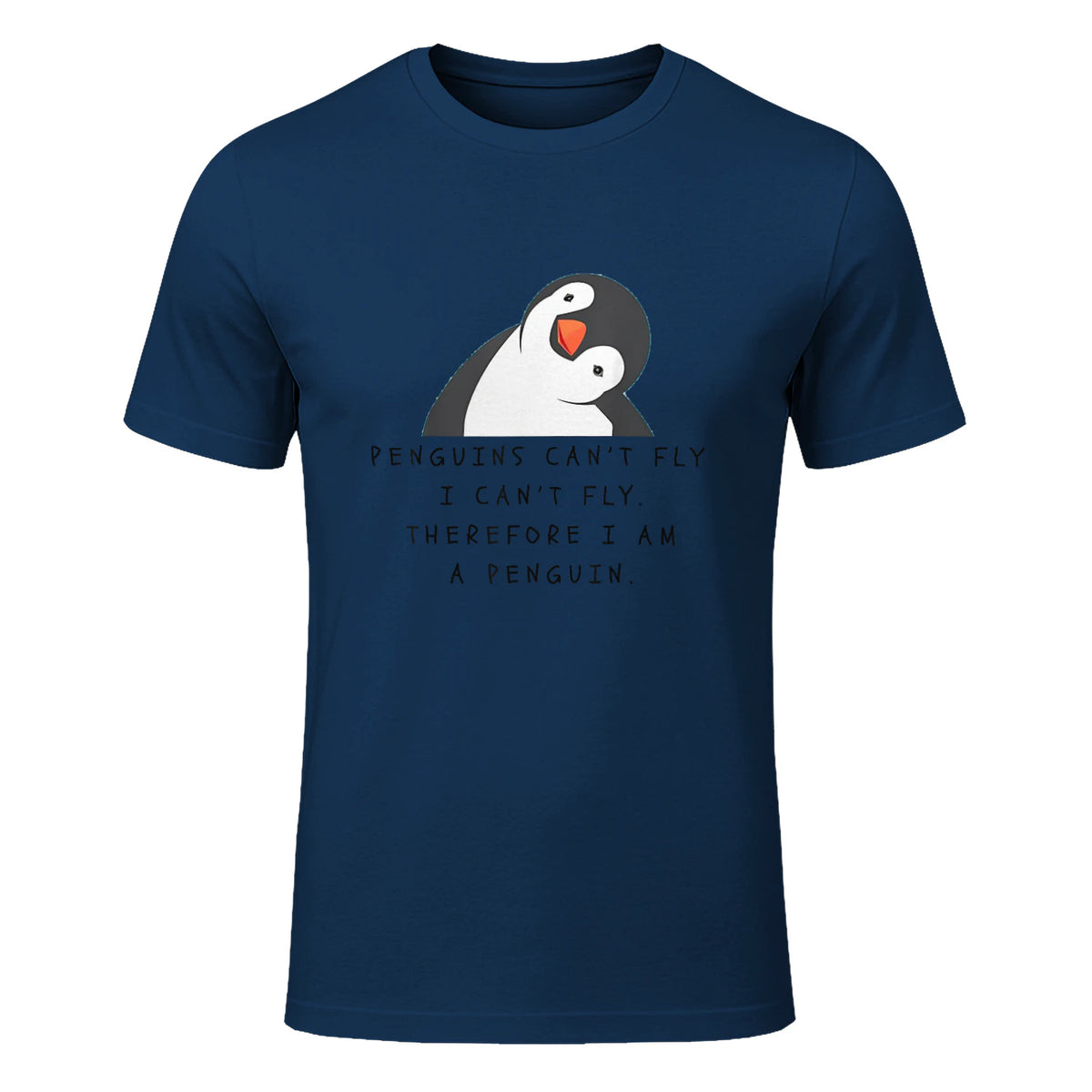 Funny Penguins T-Shirt Women and Chilldren Gift T-Shirt UK in Navy - front view