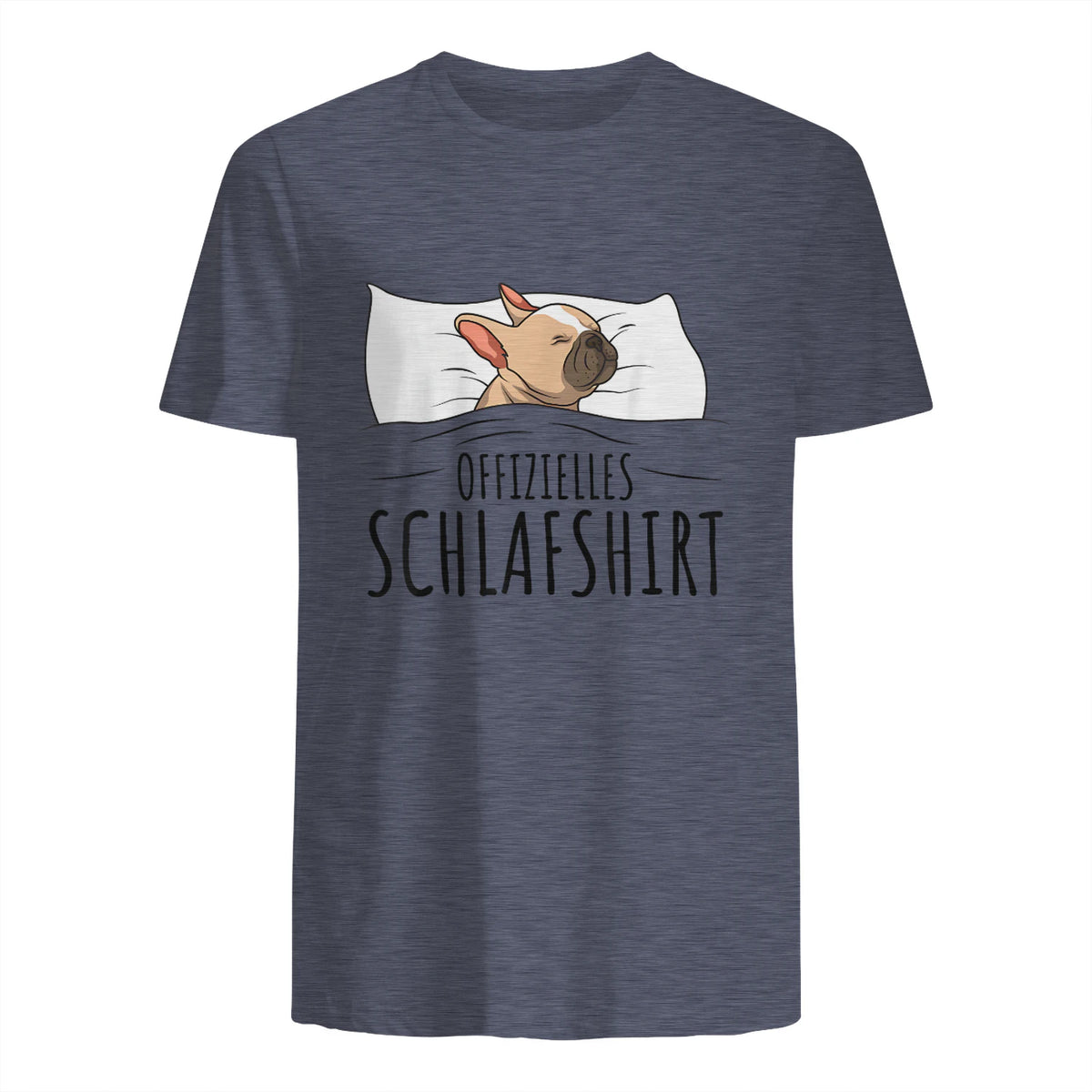 Süße Französische Bulldoggen Geschenke Offizielles Schlafshirt Schlafanzug Französische Bulldogge , Weiß, S, Kurz in Heather Navy - back view