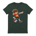 Dabbing Football Garçon Espagne Jersey, Espagnol Enfants Dab in Forest Green - back view