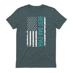 Father's day Best dad ever with US american flag Short Sleeve in Dark Heather - back view