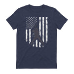 American Flag Baseball Shirt Cool Distressed Jersey Gift Tee T-Shirt in Heather Navy - back view