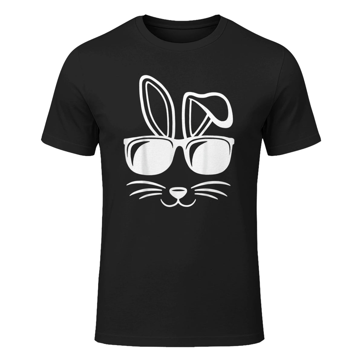 Bunny Face With Sunglasses Men Boys Kids Easter Day in Black - front view