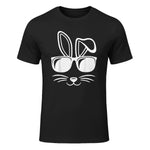 Bunny Face With Sunglasses Men Boys Kids Easter Day in Black - front view
