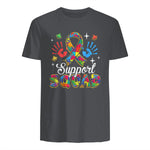 Autism Awareness Autism Support Squad Family in Charcoal - back view