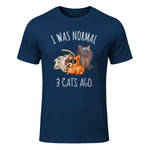 I Was Normal Three Cats Ago T-Shirt in Navy - front view
