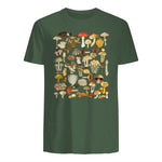 Mushroom Shirt Mycology Fungi Foraging Mushroom Whisperer in Military Green - back view