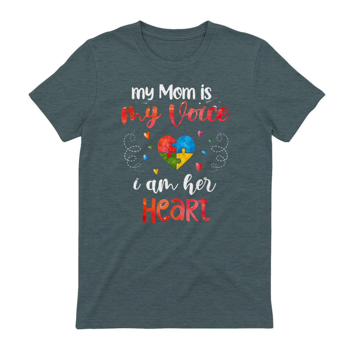 Autism Mom Support ASD T-Shirt in Dark Heather - back view