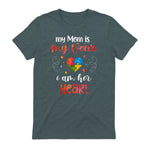 Autism Mom Support ASD T-Shirt in Dark Heather - back view