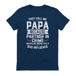 They Call Me Papa Because Partner in Crime Shirt Fathers Day in Navy - back view