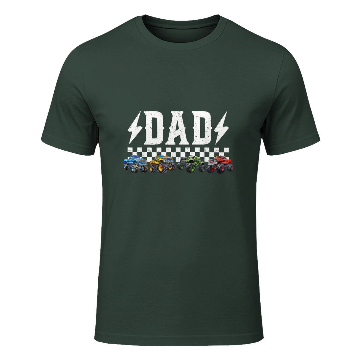 Dad Retro Monster Truck T-Shirt in Forest Green - front view