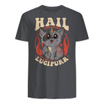 Cute & Funny Satanic Hail Lucipurr Rainbow Kitty Goth in Charcoal - back view