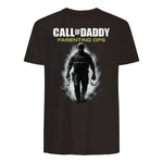 Call of Daddy Parenting Ops – Vatertag Great Dad Joke T-Shirt in Dark Chocolate - back view