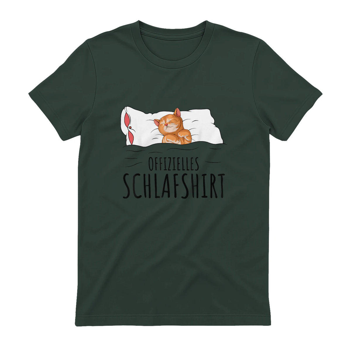 Süße Katzen & Haustier Geschenkideen Offizielles Schlafshirt Katze Schlafanzug Katzen in Forest Green - back view