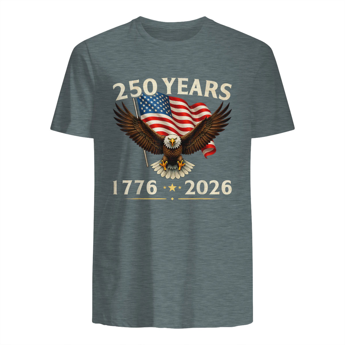 Patriotic Eagle Independence Anniversary T-Shirt in Dark Heather - back view