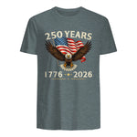 Patriotic Eagle Independence Anniversary T-Shirt in Dark Heather - back view