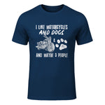 I Like Motorcycles and Dogs and Maybe Three People T-Shirt in Navy - front view