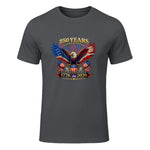 American Independence Day Anniversary T-Shirt in Charcoal - front view