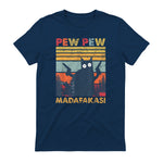 Pew Pew Madafakas Vintage verrückte Katze lustige Grafik in Navy - back view