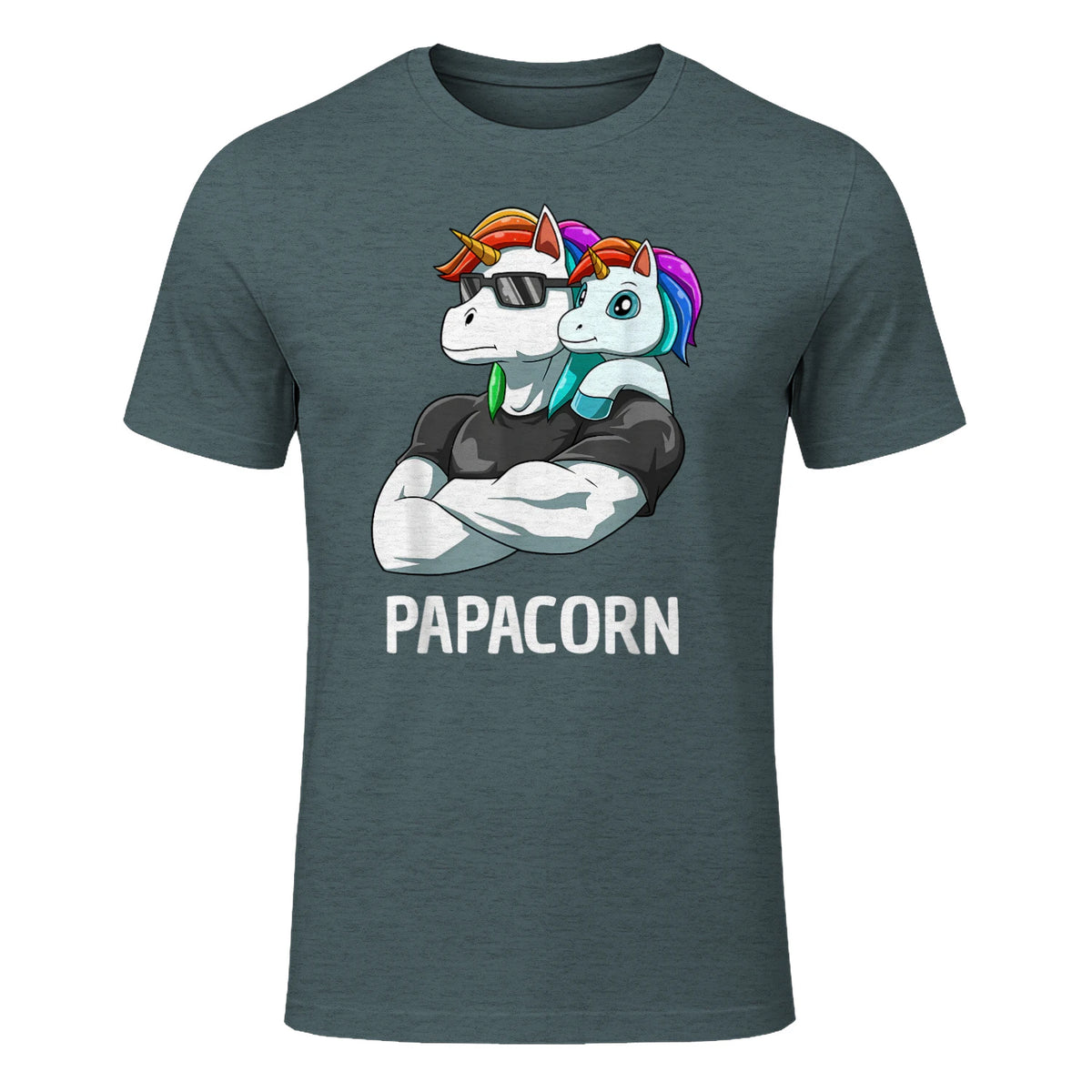 Papacorn Vater Tochter Einhörner in Dark Heather - front view