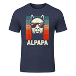 Bester Papa Alpapa Alpaka Frischgebackener Papa Vatertag T-Shirt in Heather Navy - front view