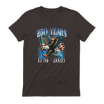 Eagle and Flag Anniversary Birthday T-Shirt in Dark Chocolate - back view