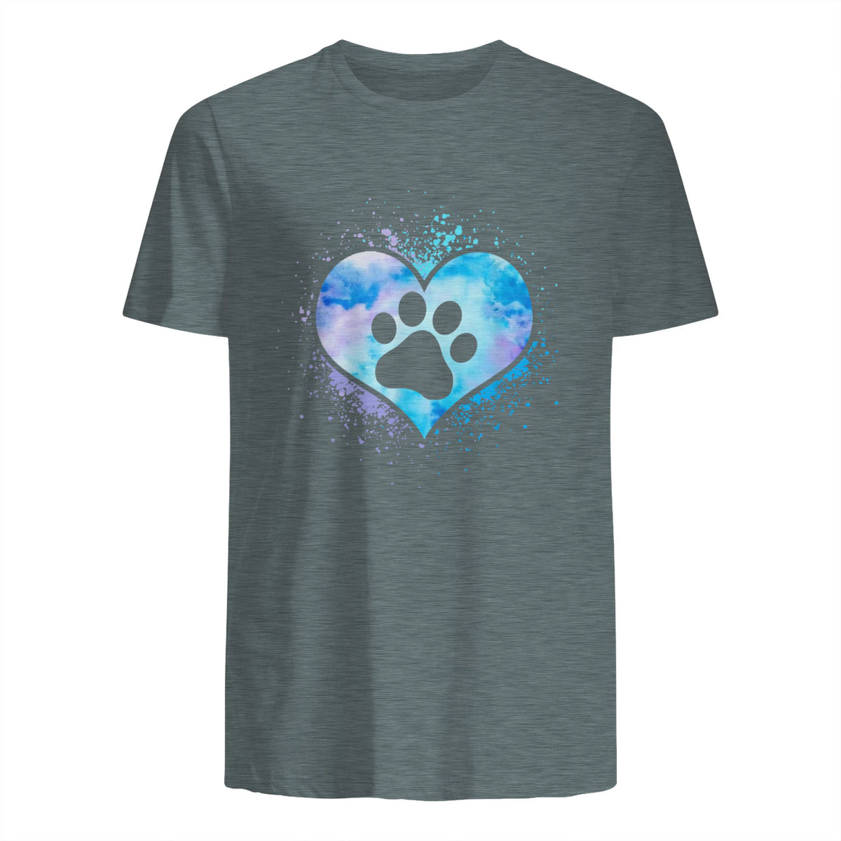 chien patte dans le coeur chien amoureux animal de compagnie in Dark Heather - back view