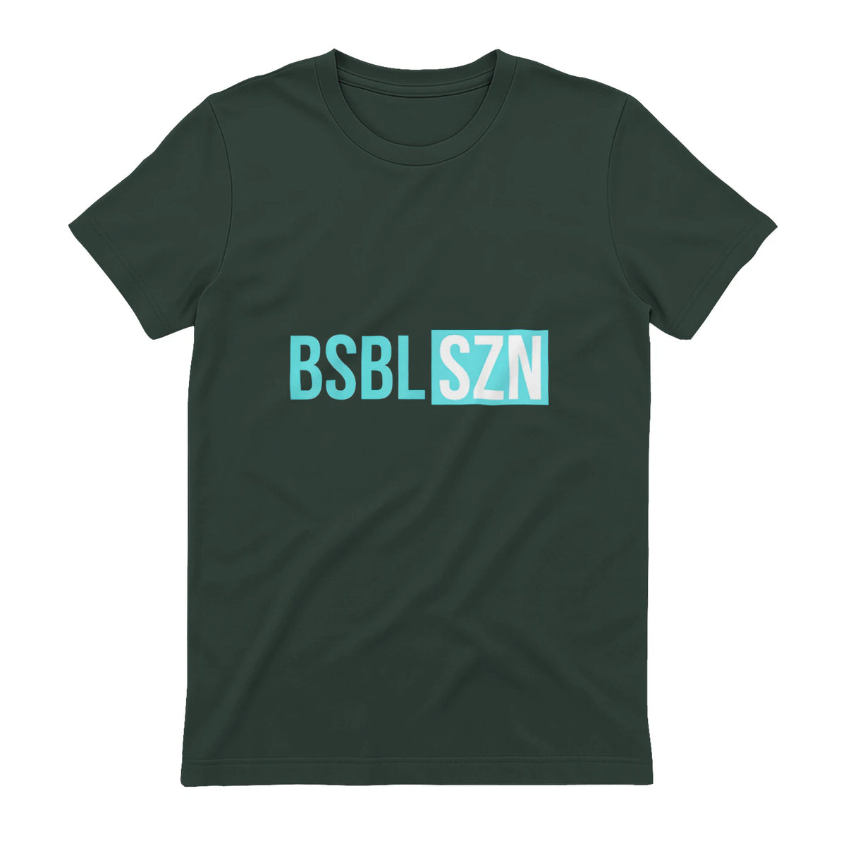 BSBL SZN Baseball Season Game Day Boys Girls Youth T-Shirt in Forest Green - back view