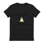 Funny silly penguin t-shirt mens ladies retirement gift in Black - back view