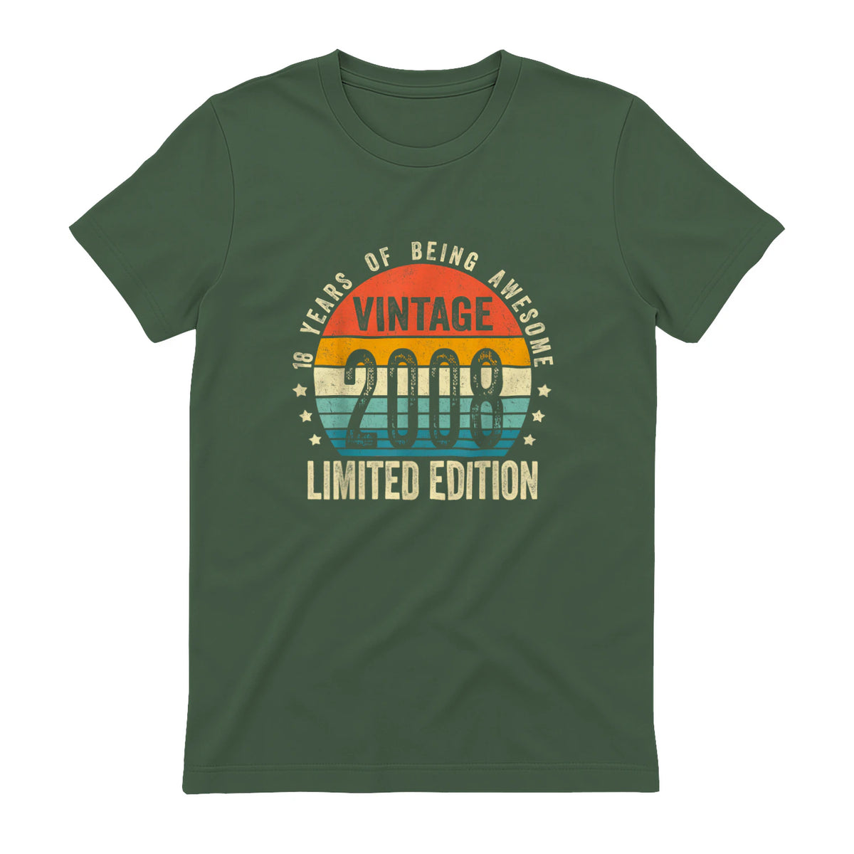 Vintage Eighteenth Birthday T-Shirt in Military Green - back view