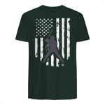 American Flag Baseball Shirt Cool Distressed Jersey Gift Tee T-Shirt in Forest Green - back view