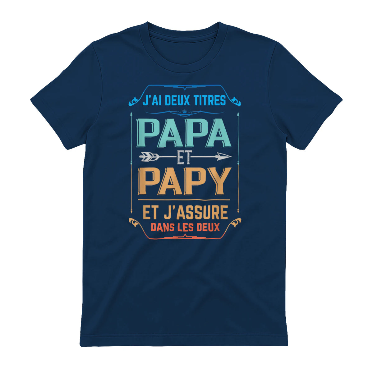 Deux Papa J'Ai et Papy Titres Grand Père in Navy - back view