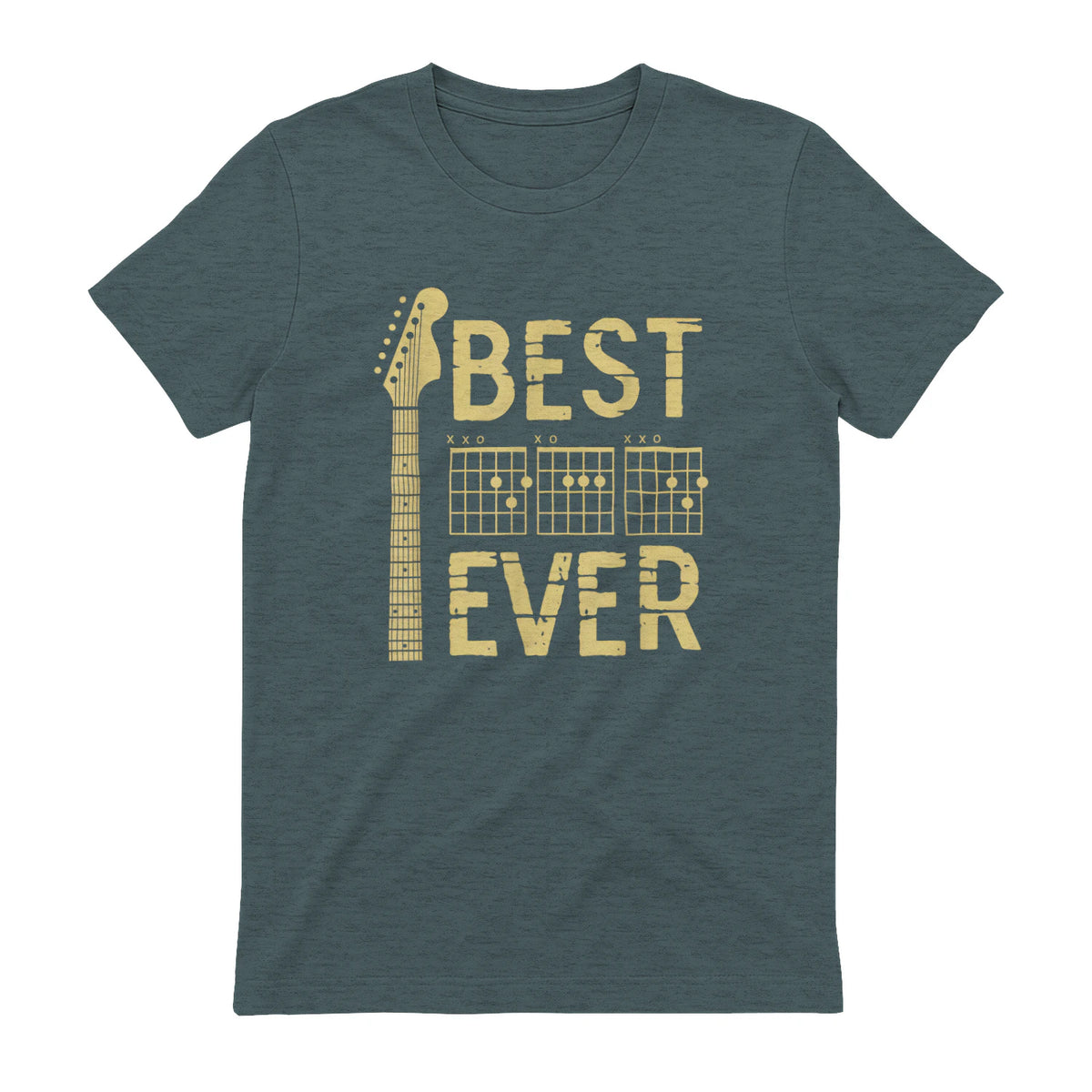Best Dad Ever Guitar Chord T-Shirt in Dark Heather - back view