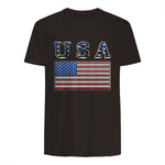 USA American Flag United States US Patriotic T-Shirt in Dark Chocolate - back view