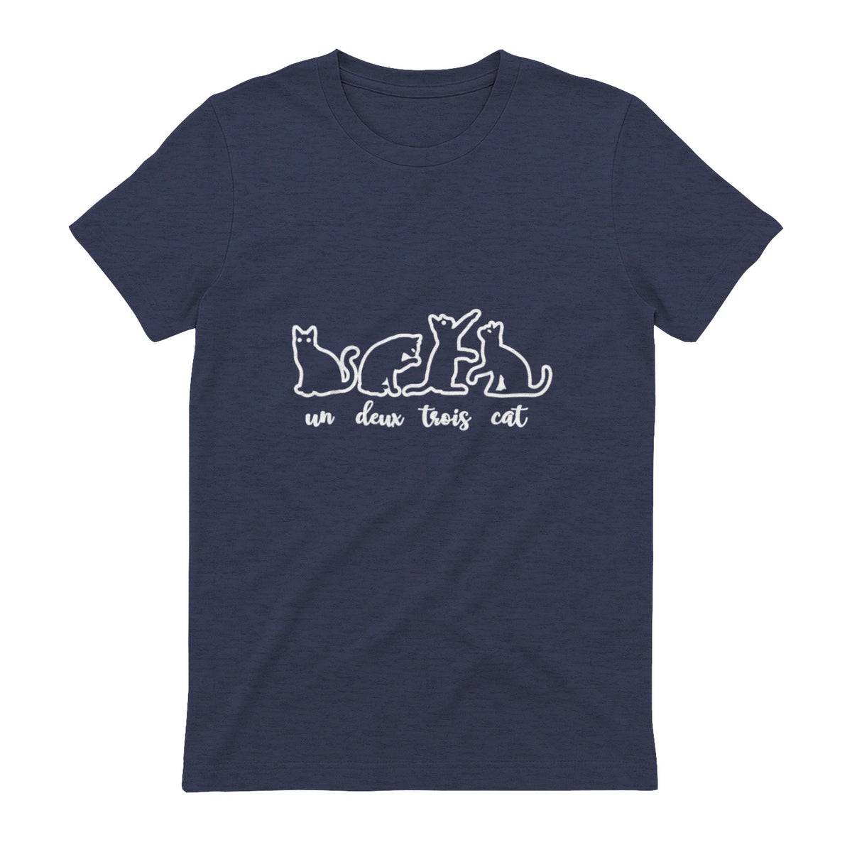 Un Deux Trois Cat, Cute & Funny Kittens, Gift For Cat Lovers T-Shirt in Heather Navy - back view
