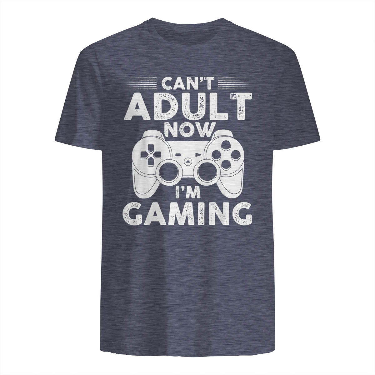I Can't Adult Now I'm Gaming Gamer Console T-Shirt in Heather Navy - back view