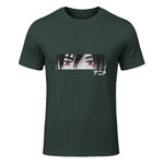 Anime in Japanese Characters Kawaii Eyes Face Short Sleeve in Forest Green - front view