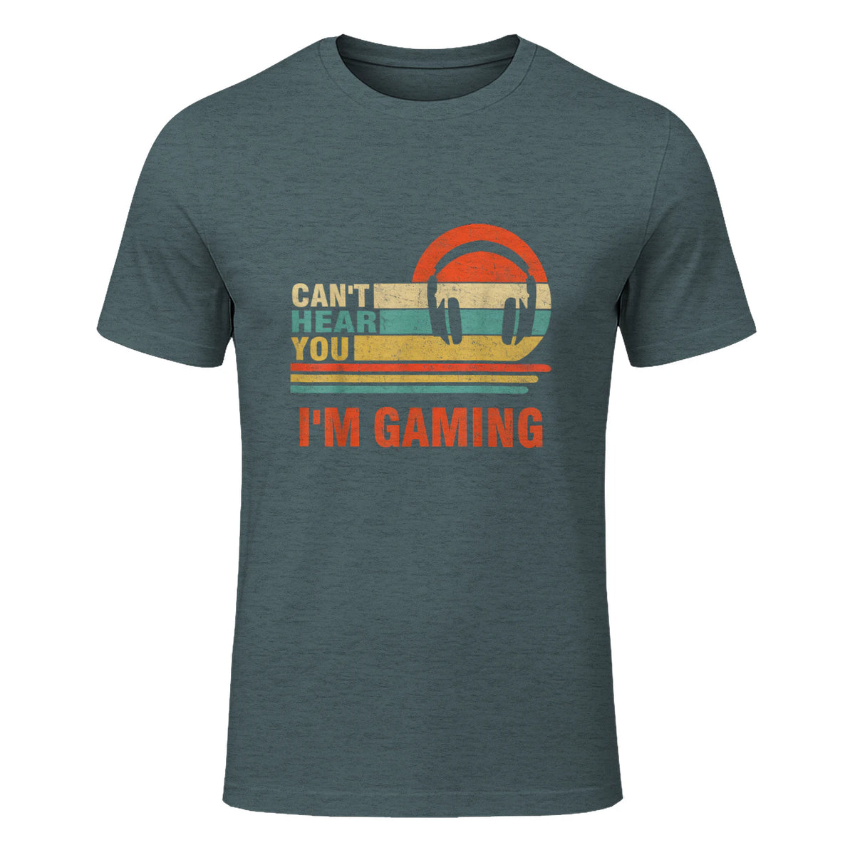 Funny Gamer Gift Headset Can't Hear You I'm Gaming in Dark Heather - front view