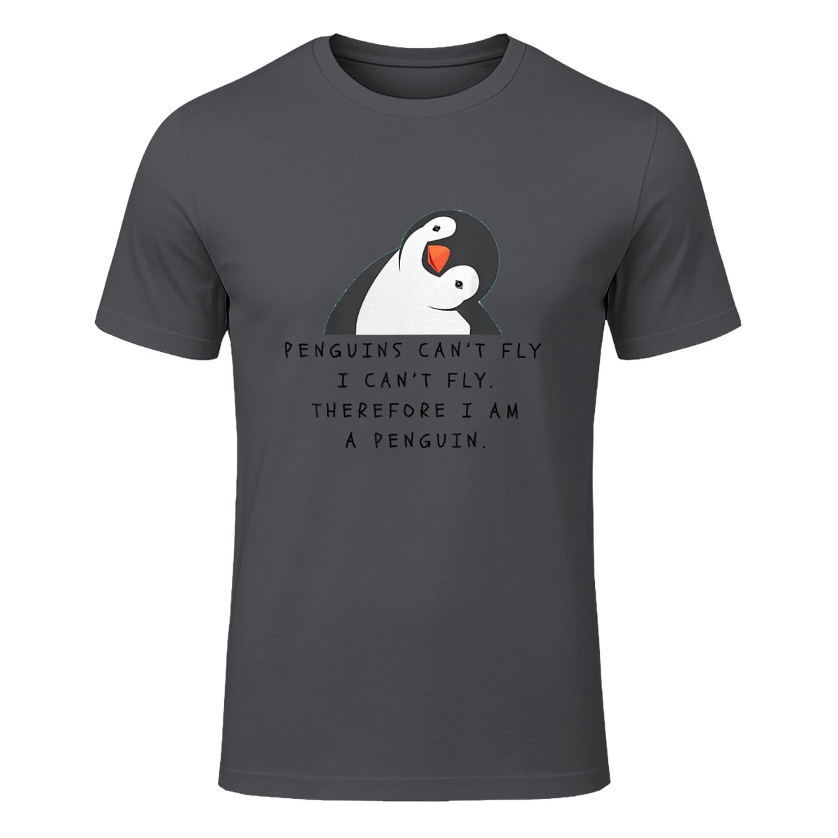 Funny Penguins T-shirt Woman Man Children Gift in Charcoal - front view