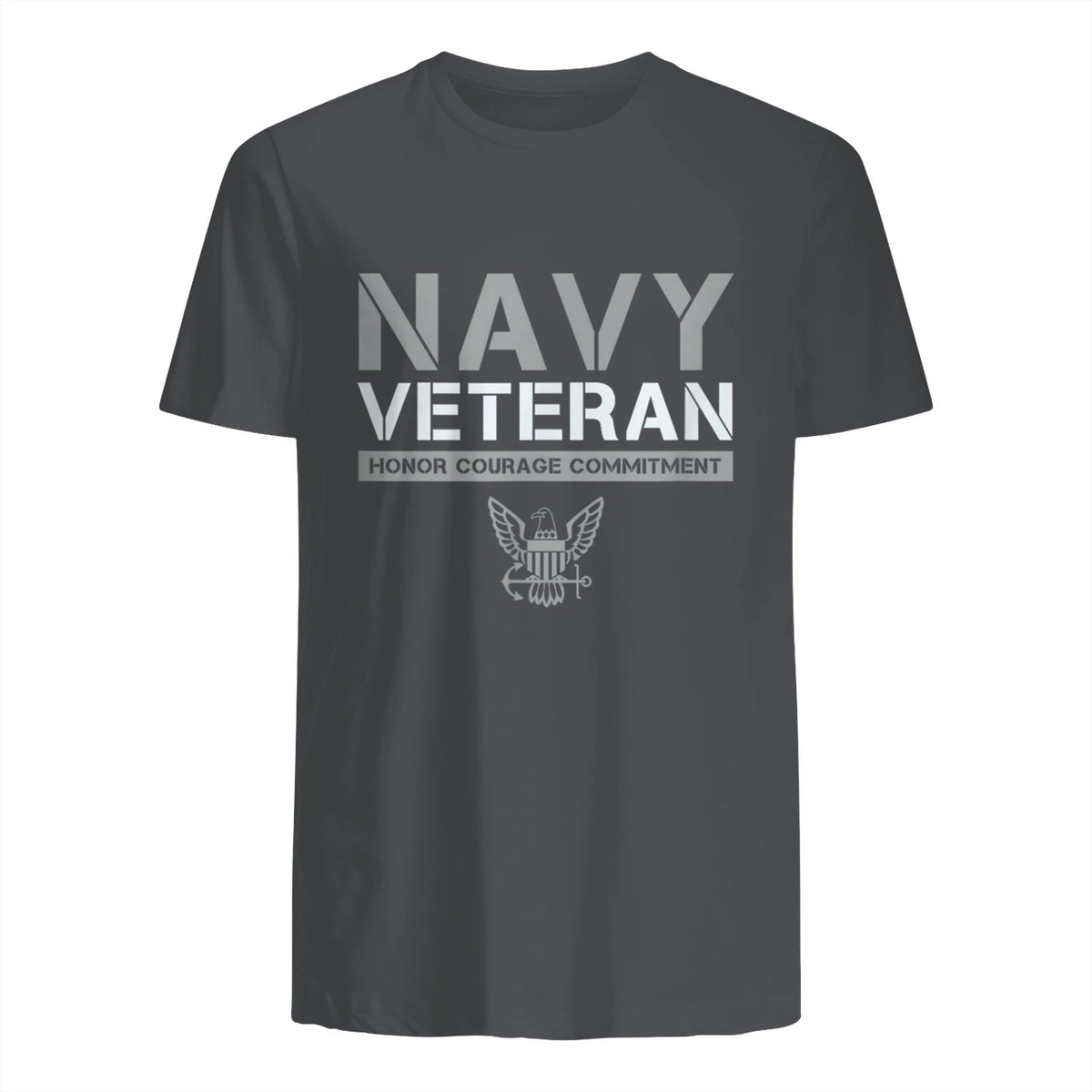 US Navy - Veteran Honor Courage Commitment T-Shirt in Charcoal - back view