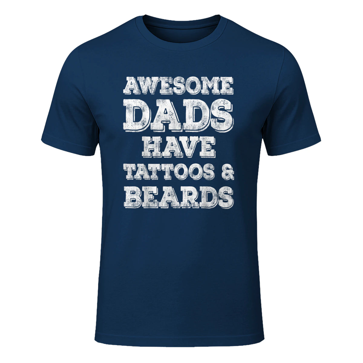Awesome Dads Have Tattoos And Beards Shirt Fathers Day Gift in Navy - front view