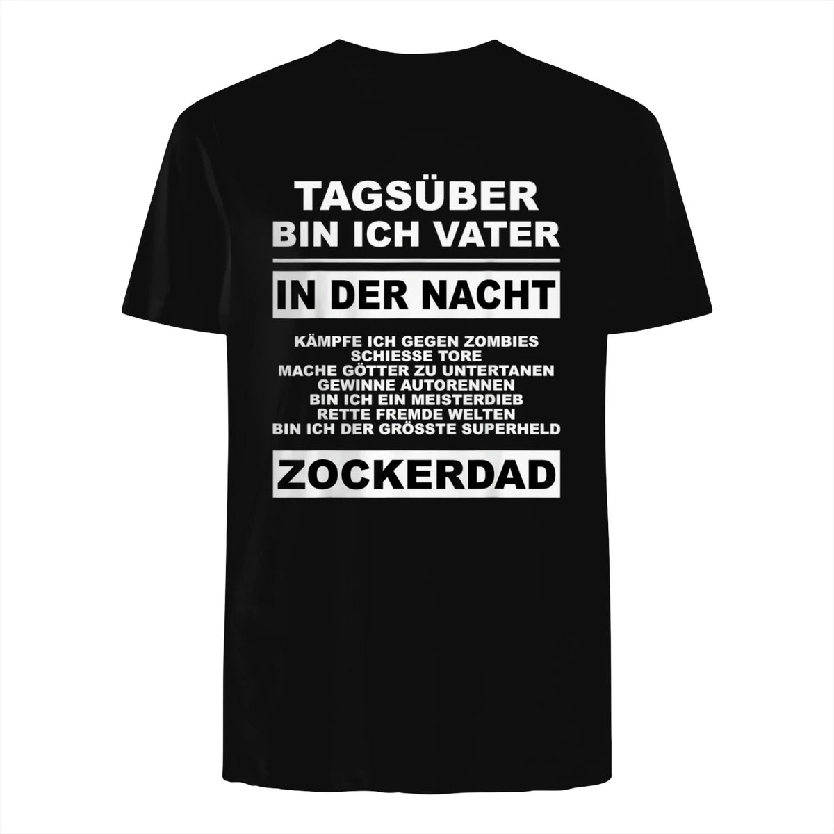 Zockerdad PC Spiele Gaming Zocken Konsole T-Shirt in Black - back view