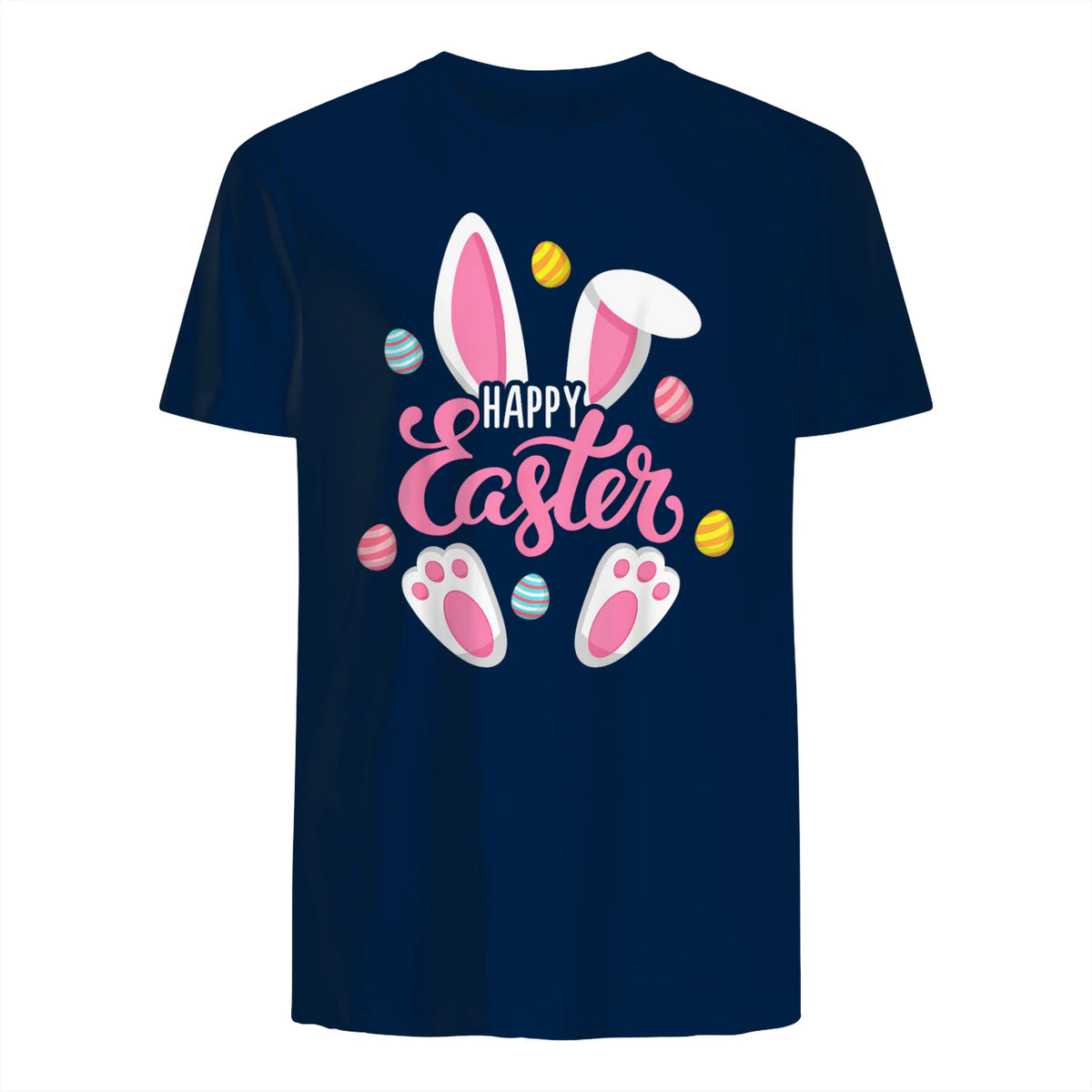 Happy Easter Bunny Women Girls Rabbit Easter Egg Hunt Funny in Navy - back view