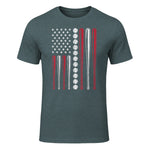 Patriotic Baseball Fourth of July USA Flag T-Shirt in Dark Heather - front view